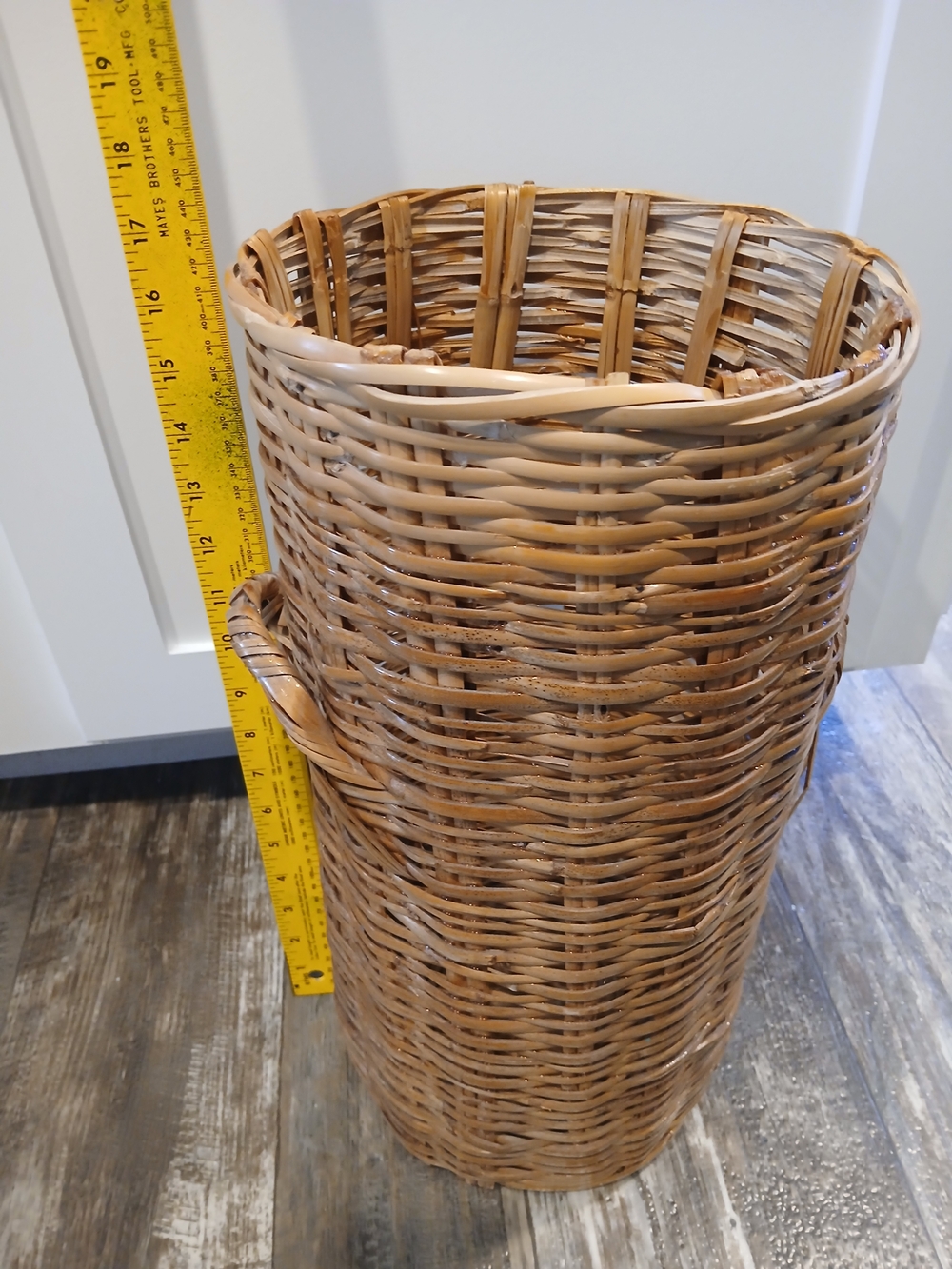 Vintage 17" Round Wicker Rattan Floor Vase Basket  Boho